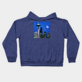 Blue Seattle Space Needle Kids Hoodie